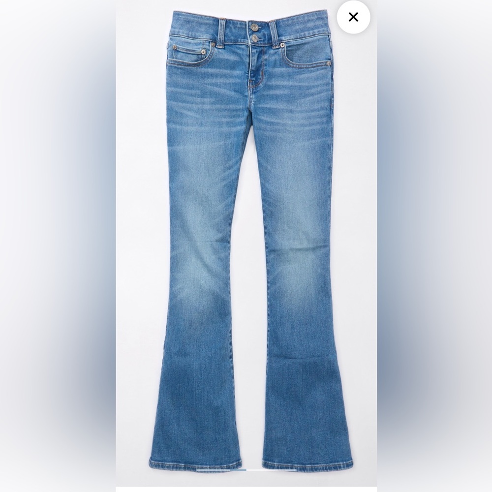 NWOT American Eagle AE Next Level Super Low Rise Flare Jeans size 10 L